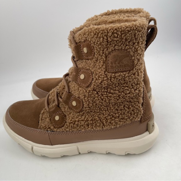Sorel Explorer II Joan Cozy - Size 6 - Dk. Tan White Sherpa Boots - Ships Free! - Picture 10 of 12